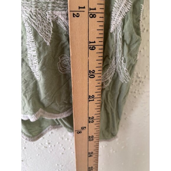 Solitaire Womens Embroidered Blouse S Flutter Sleeve Green Top - Picture 10 of 12